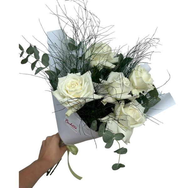 Buchet 5 trandafiri albi