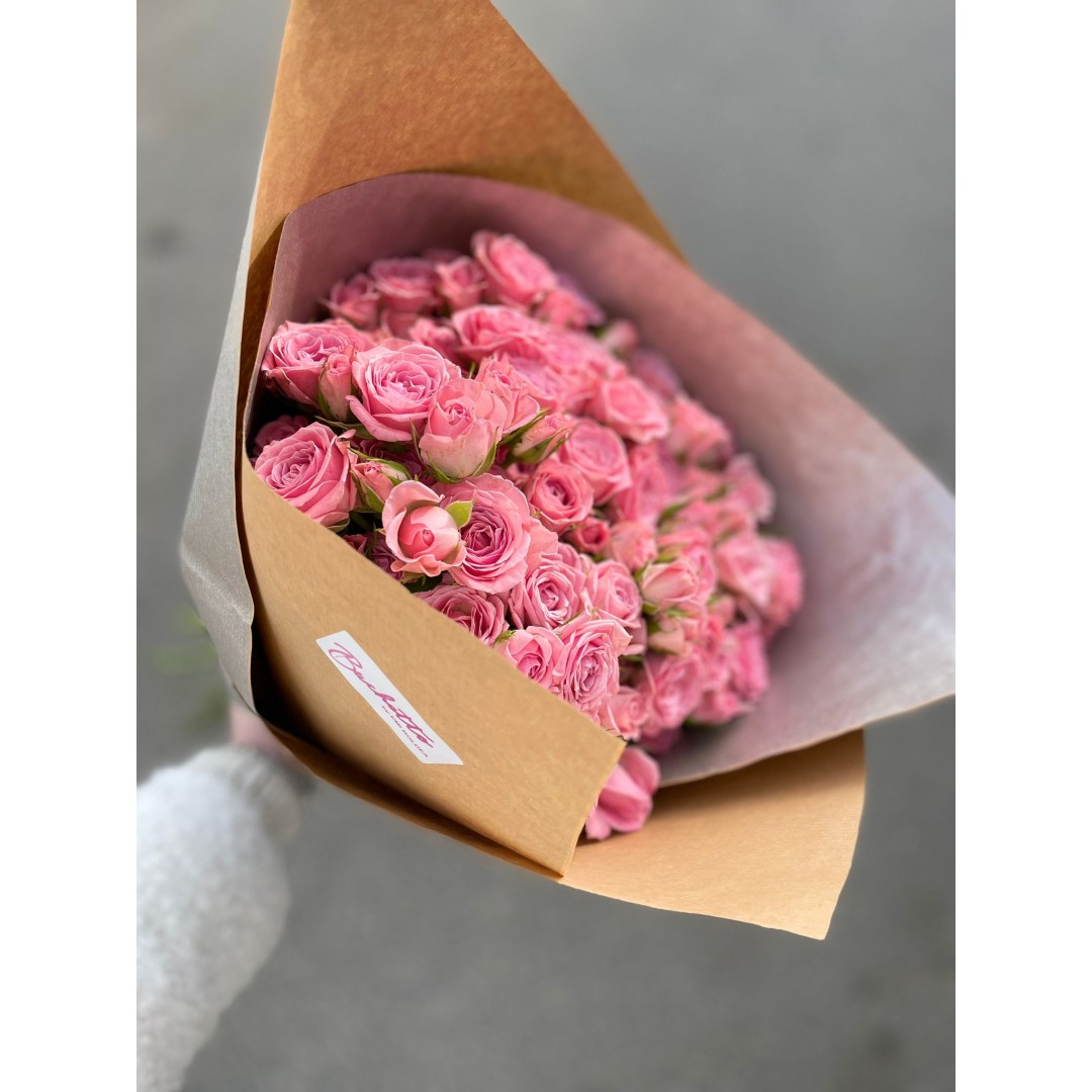 Buchet Elegant de Trandafiri Roz - Aranjament Floral cu Trandafiri - Buchet 19 Trandafiri Elegant